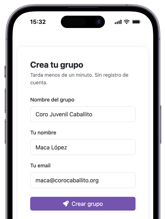 Creación de grupo